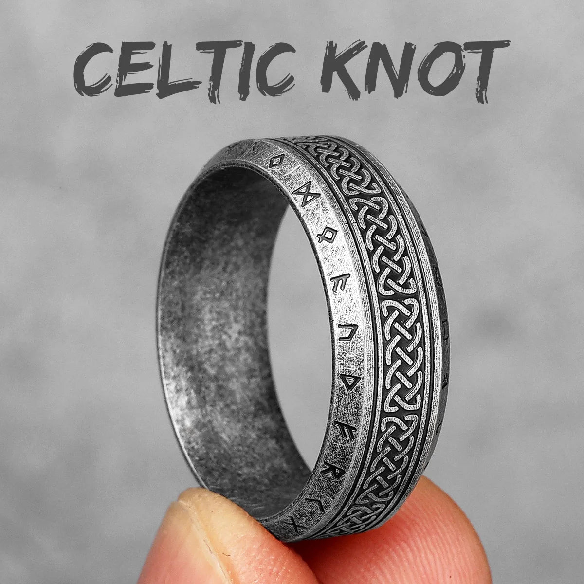 Celtic Knot Ring Viking Runes 316L Stainless Steel Mens Rings Retro Simple Rock for Boyfriend Jewelry Creativity Gift Wholesale