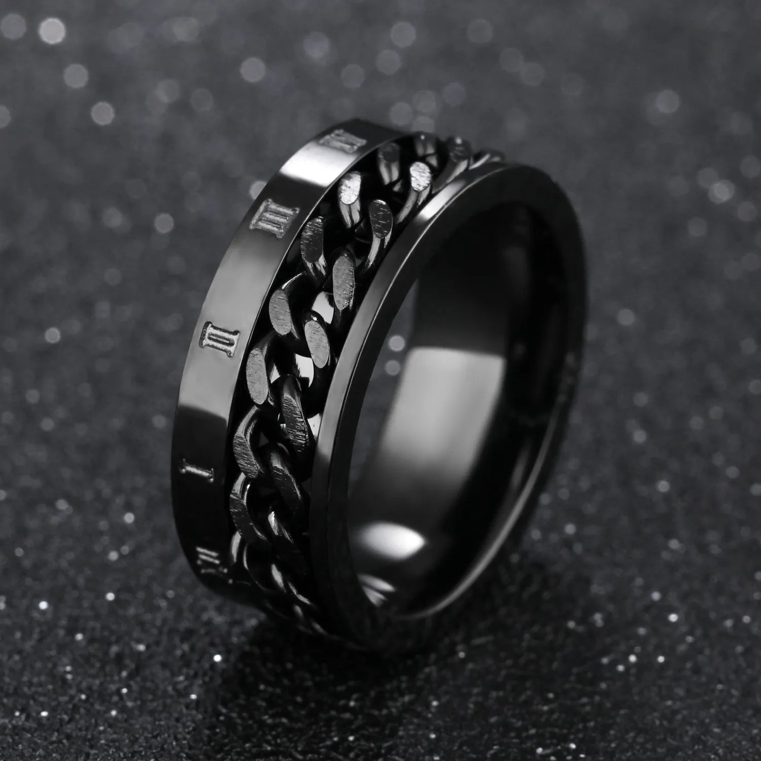 Roman Numerals Stainless Steel Rotating Anxiety Rings - Madeinsea©