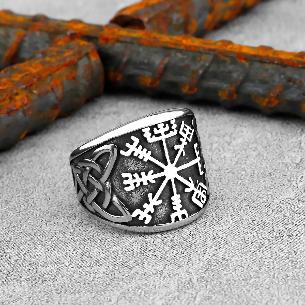 Anillo amuleto vikingo vintage de acero inoxidable con brújula nórdica, runas, anillos para hombres y mujeres, joyería de varios estilos para adolescentes, regalo para novio