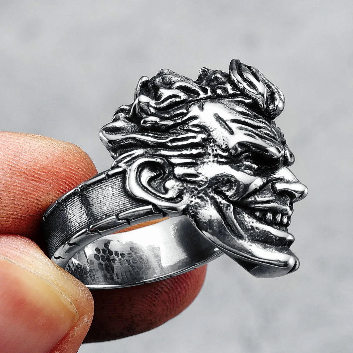 Joker Men Rings 316L Stainless Steel Clown Punk Rock HipHop Party for Biker Rider Male Boyfriend Jewelry Best Gift Dropshipping