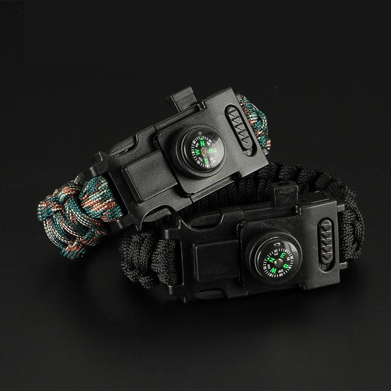 Emergency Paracord Rope Led Light Survival Bracelet Outdoor Multifunction SOS Rescue Survival Bracelet Compass Sport Whistle