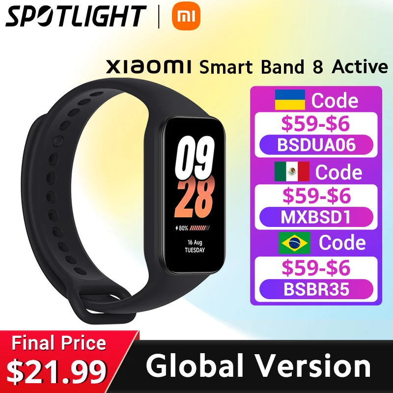 [World Premiere] Xiaomi Smart Band 8 active Global Version 1.47'' Advanced Sleep Fitness Tracking 50+ Sport Modes 14Days Battery