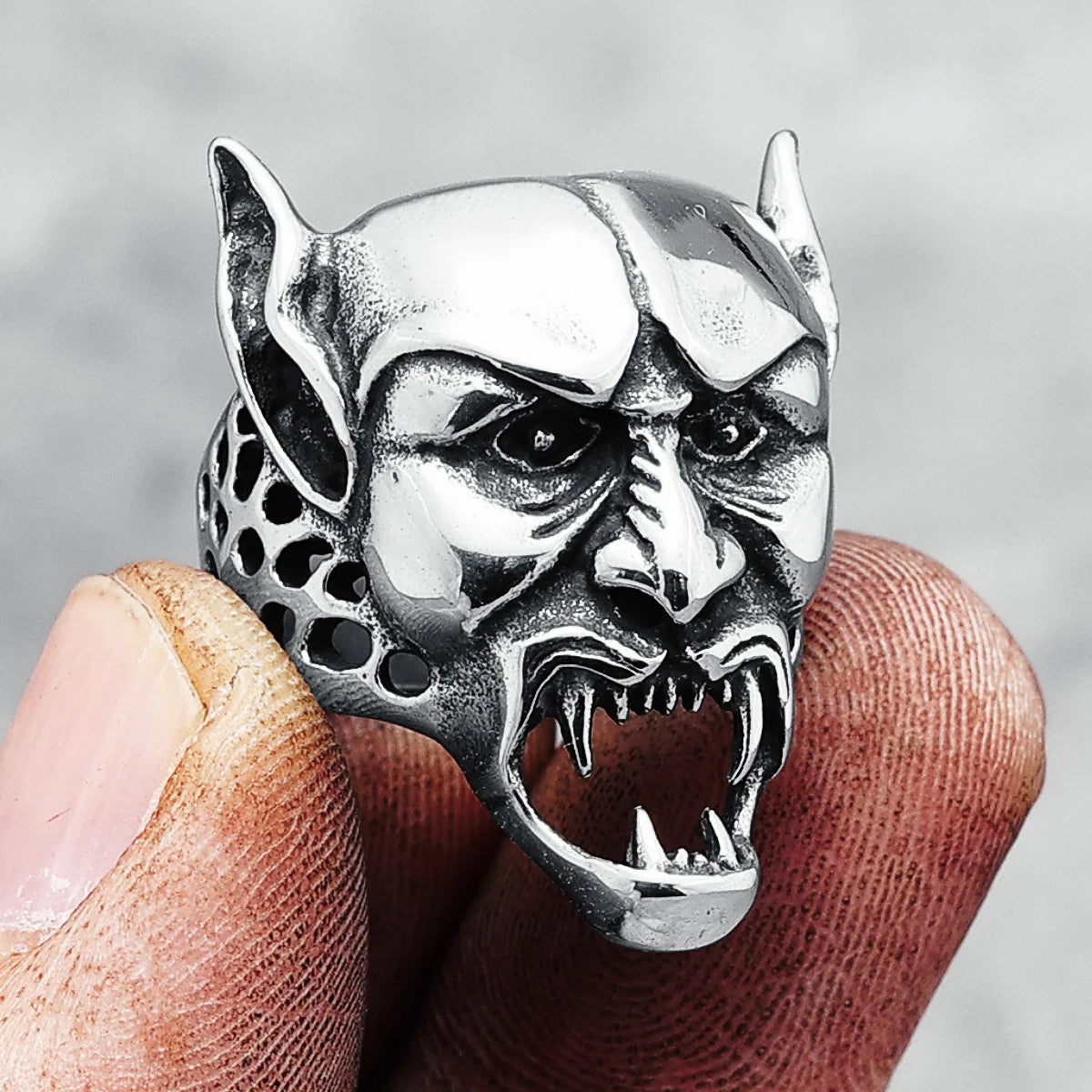 316L Stainless Steel Vampire Men Ring Punk HipHop Retro Eastern Europe Mythology for Biker Male Boy Jewelry Gift Dropshipping