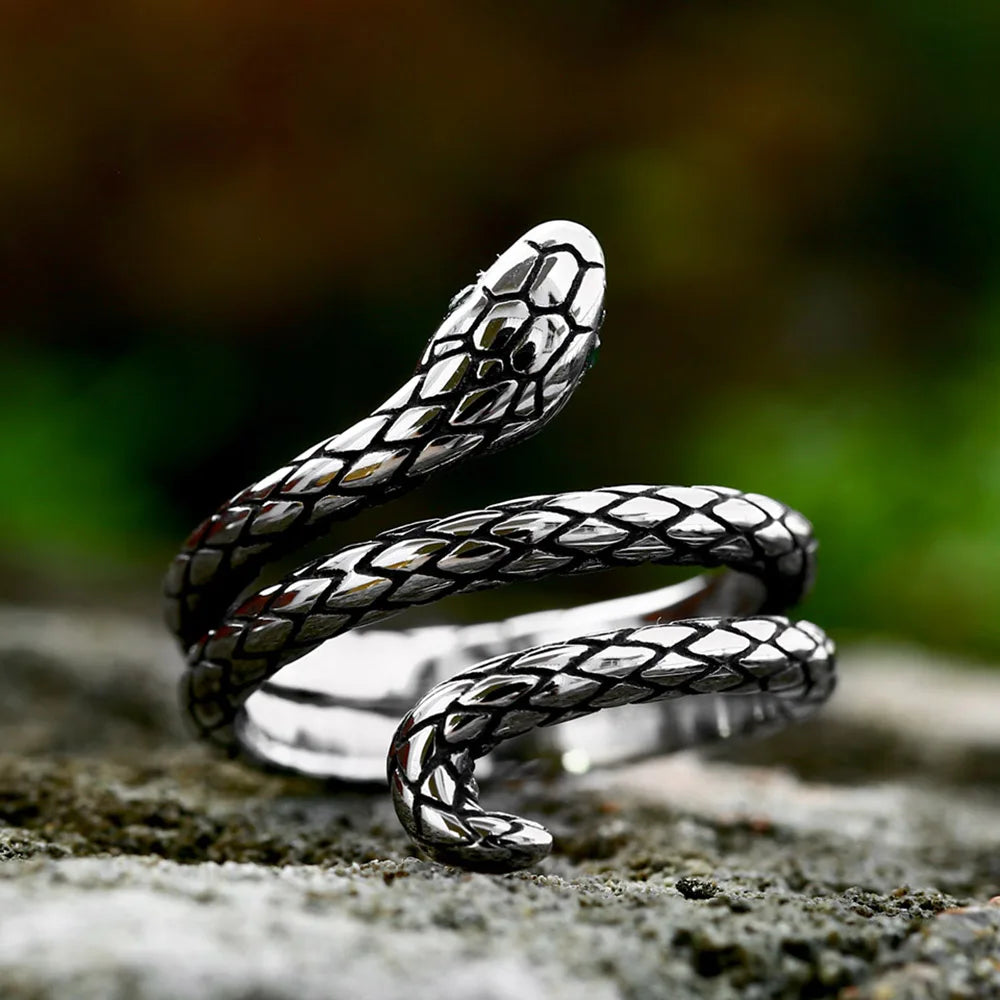 New Design 316L Stainless Steel Snake Ring For Men Women Punk Cool Animal Rings Biker Fashion Amulet Jewelry Gift Dropshipping