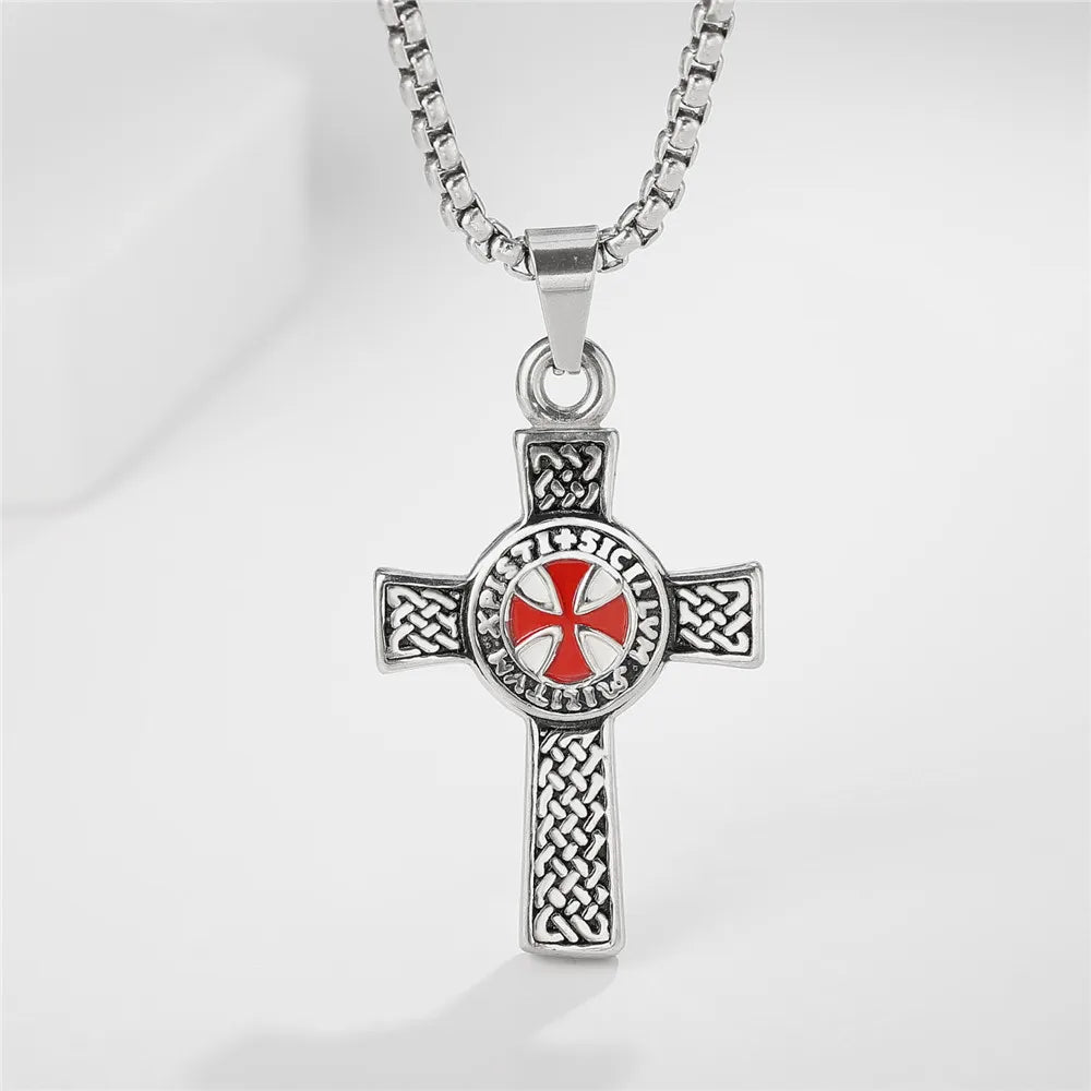 Collier avec pendentif en forme de croix templière, style punk rétro, pour homme et femme, accessoire de mode, amulettes, bijoux, cadeaux