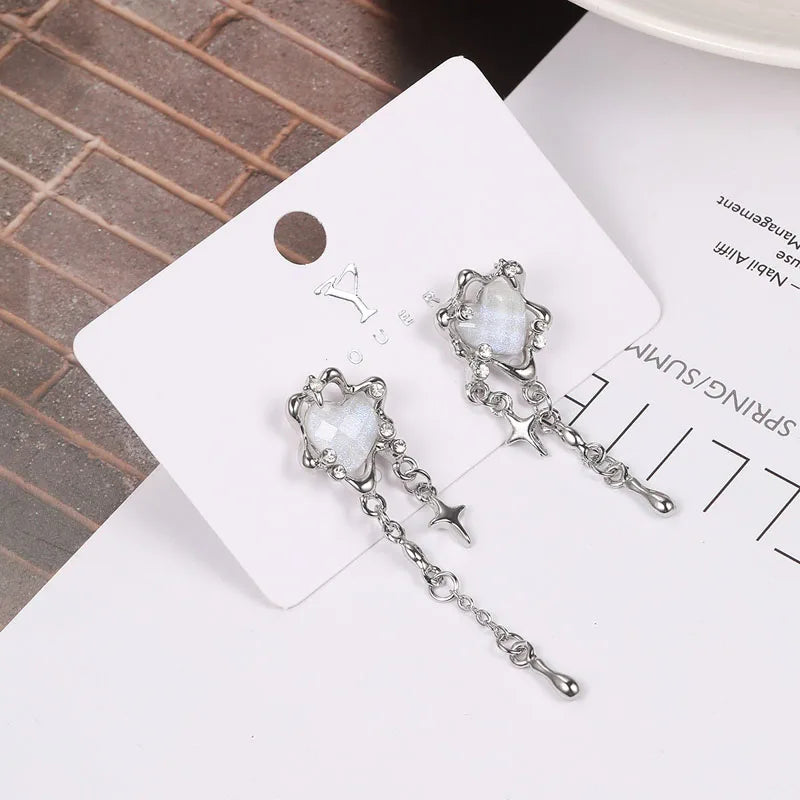 Irregular Heart Tassel Star Earrings - Madeinsea©