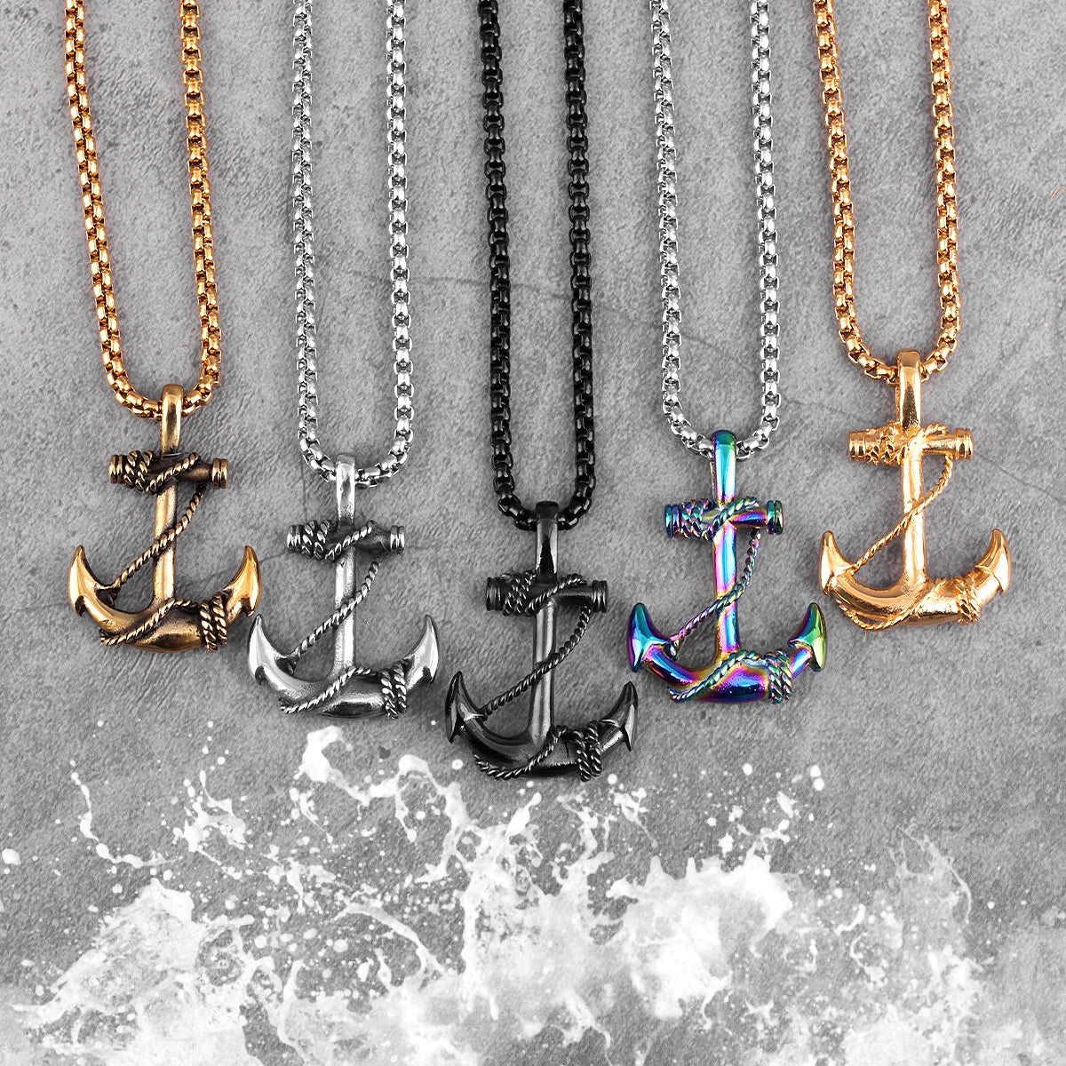 Sea Anchor Sailor Men Necklaces Chain 316L Stainless Steel Pendants Punk Rock Hiphop Rap for Male Boy Trendy Jewelry Best Gift