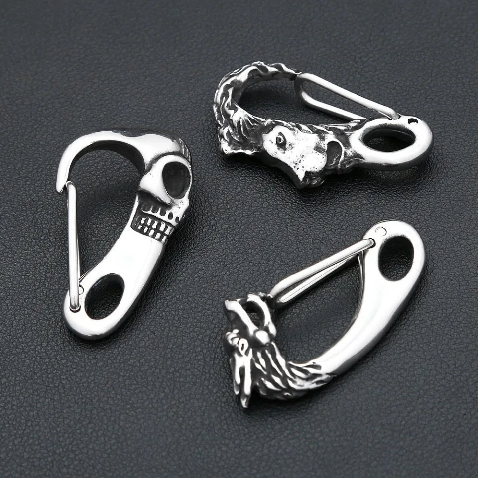 Vintage Vikings Lion Head Keychain For Men Women Stainless Steel Punk Animal Skull Shrimp Buckle Key Ring Fashion Jewelry Gifts