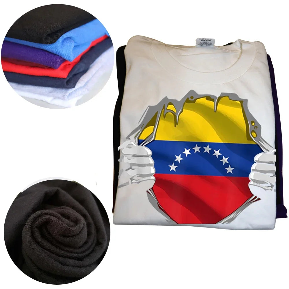 Men Summer Tshirt Cotton Loose Cool Tee Shirt Proud Venezuelan Venezuela Flag Mens Streetwear High Quality Crew Neck T-shirt