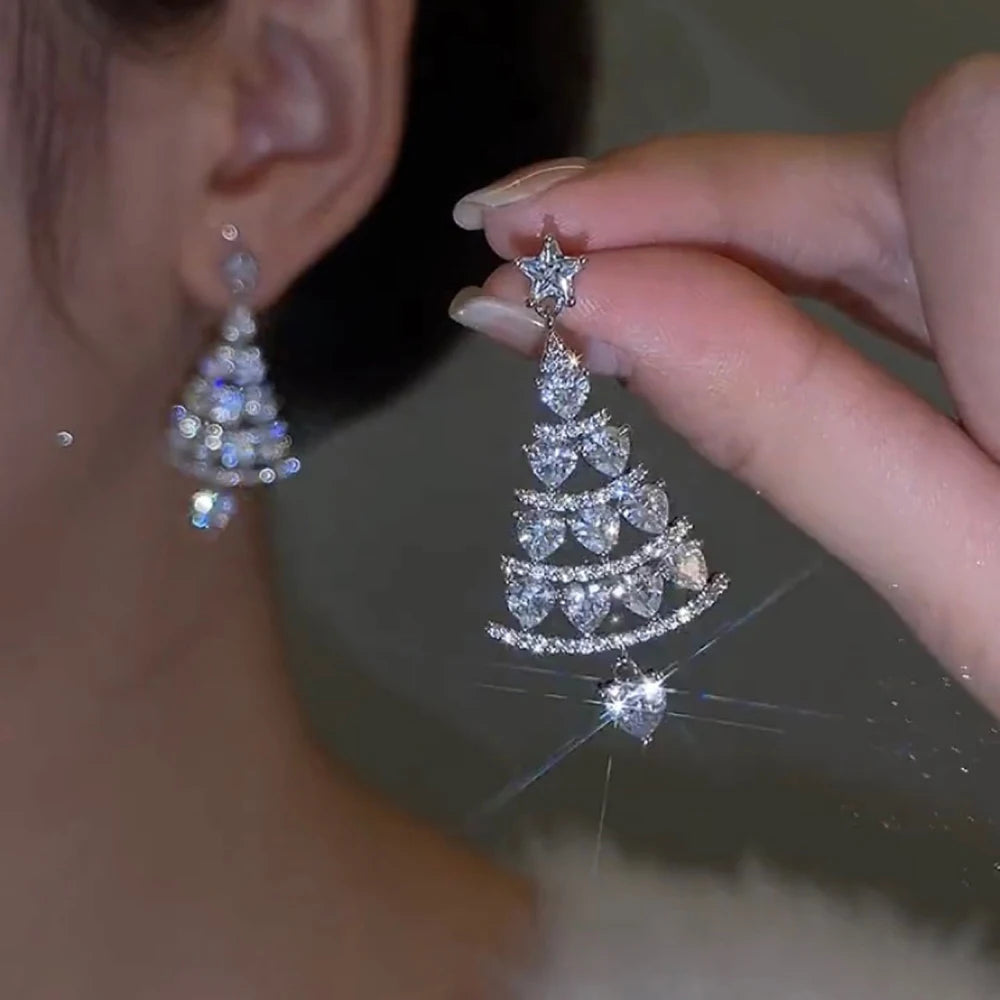 Pendientes colgantes de Papá Noel para Navidad, diseño de árbol de Navidad, copo de nieve, cadena larga con borlas, joyería para mujer, regalo para novias 2023