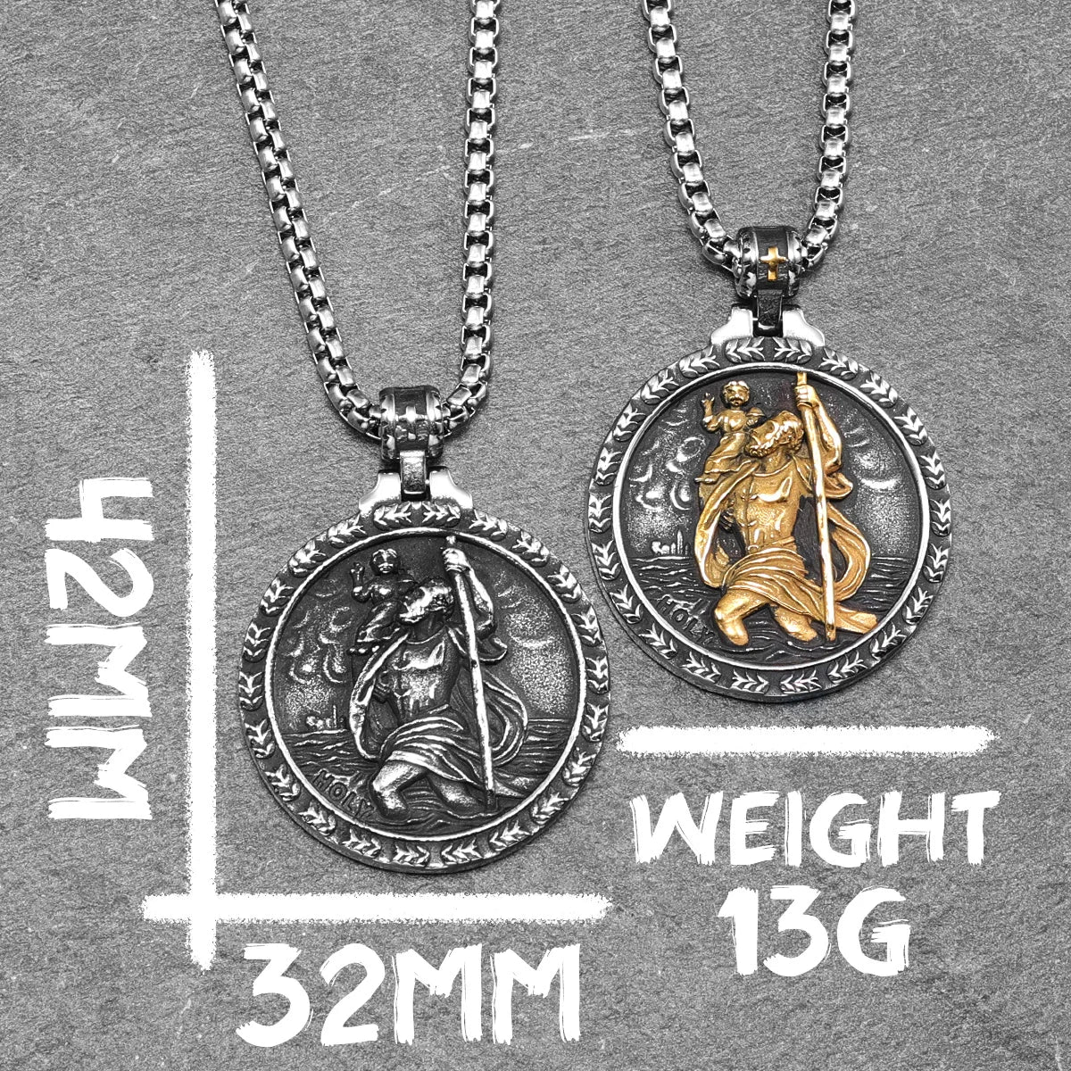 Saint Christopher Männer Halskette 316L Edelstahl Kette Anhänger Reisenden Amulett Jesus Vintage für Männer Schmuck Geschenk Großhandel