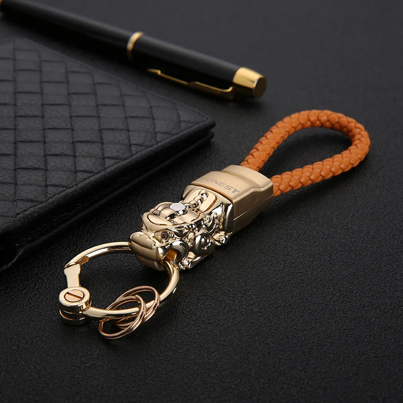 Luxury Keychains Men Women Car Key Chain for Key Ring Holder Jewelry Genuine Leather Rope Bag Pendant Custom Engraving Best Gift