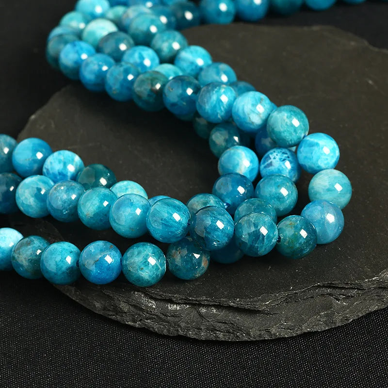 1 Pc Blue Apatite Beaded Bracelet, Gemstone Jewelry for Healing & Meditation, Perfect Gift for Employee Appreciation & Christmas