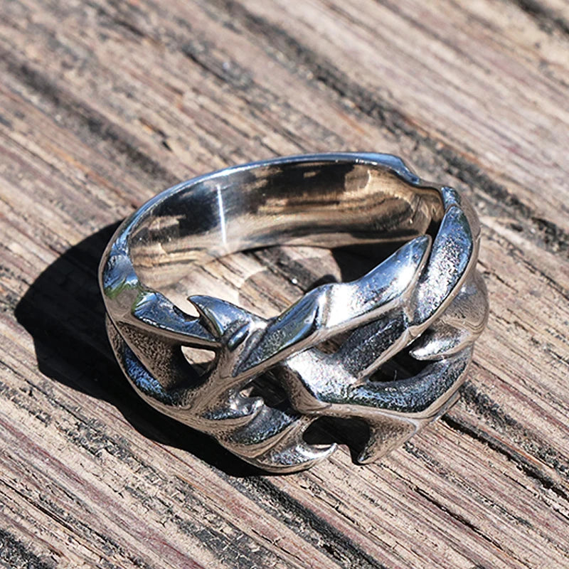 Vintage Hollow Out Design Crown of Thorns Stainless Steel Ring