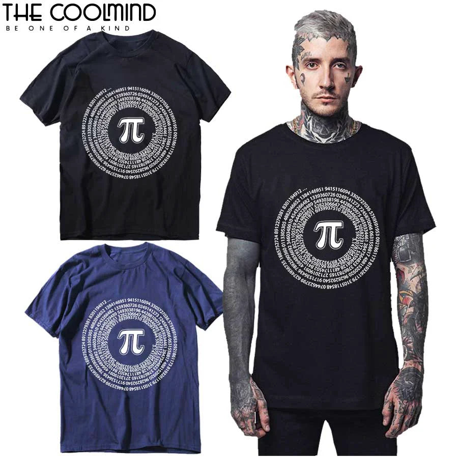 COOLMIND QI0222A Camiseta de manga corta 100 % algodón con estampado de matemáticas para hombre, informal, cuello redondo, estilo urbano, divertida y holgada, para verano