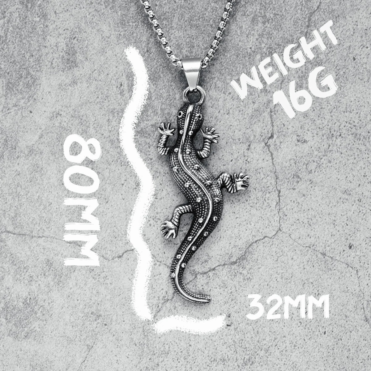 Gecko Lizard Necklaces 316L Stainless Steel Retro Men Pendants Chain Rock Punk Party for Friend Male Jewelry Amulet Best Gift