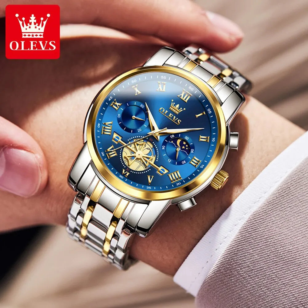 OLEVS Reloj de pulsera de lujo para hombre con esfera romana clásica