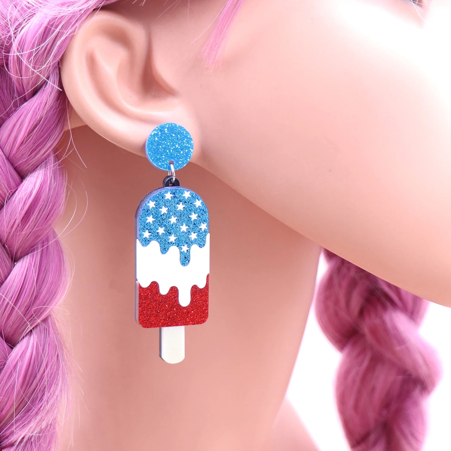 4th of July Independence Day Popsicle Dangle Earrings