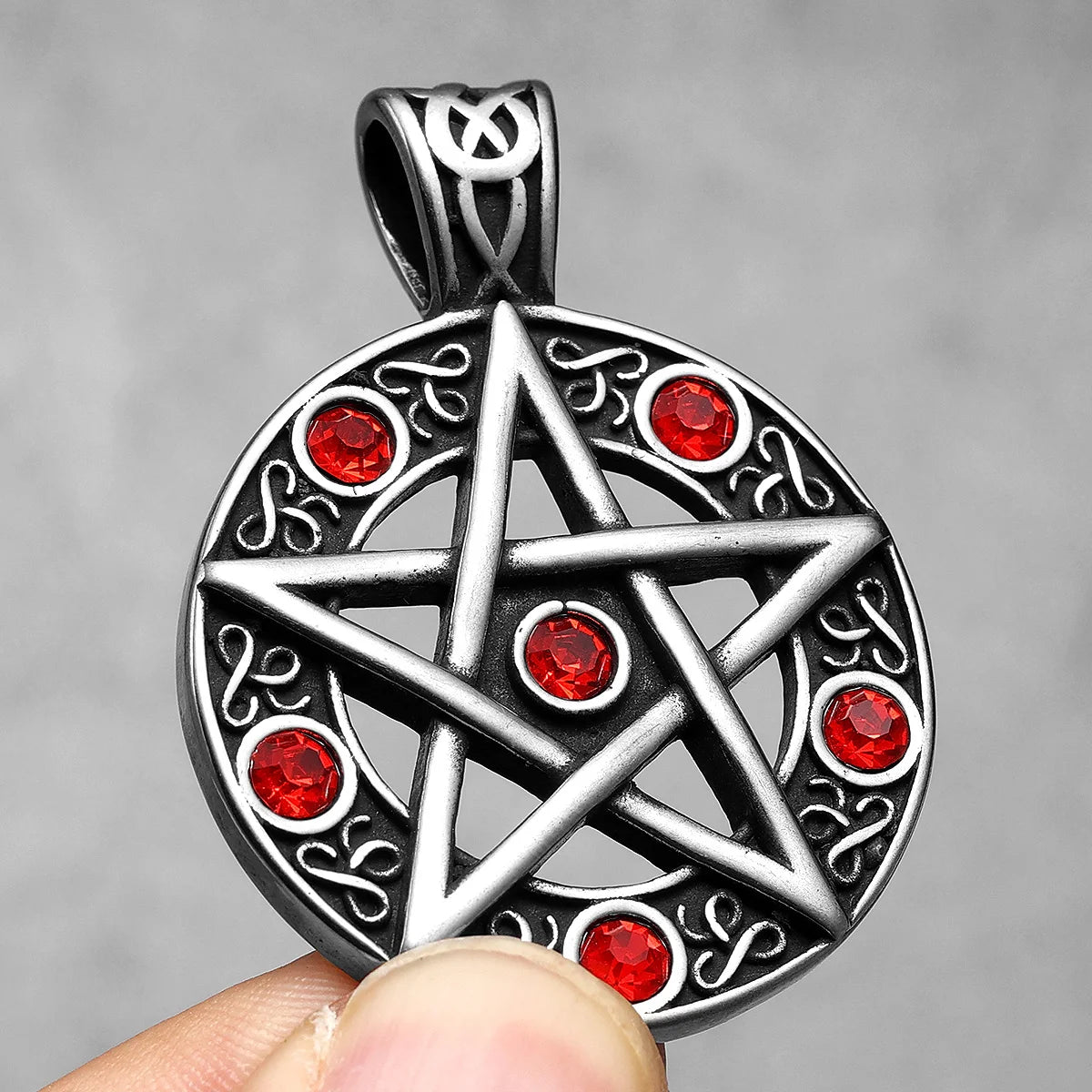 Celtic Star Necklace Retro Five-pointed Pendant 316L Stainless Steel Men Gem Chain Rock Punk Hip Hop for Male Jewelry Xmas Gift