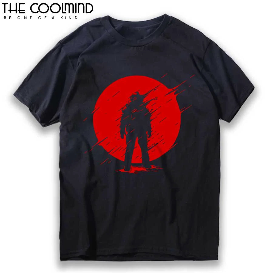 COOLMIND QI0237A 100% algodón moda suelta manga corta cuello redondo hombres camiseta casual estilo callejero suelta verano hombres camiseta