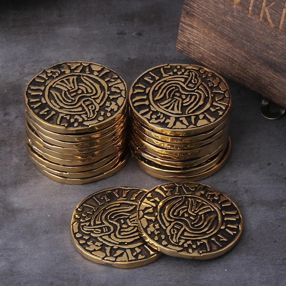 Creative Souvenir Gold Plated Viking Coin Collectible Great Gift Bit Coin Art Collection Gold Commemorative Coin with wooden box