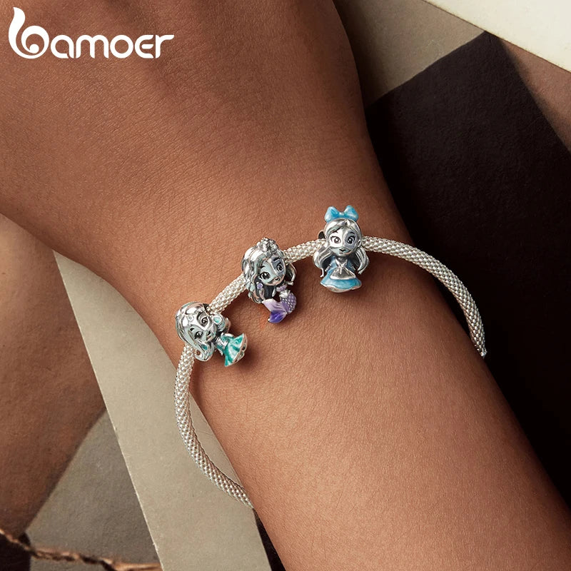 BAMOER 925 Sterling Silver Solid Girl Charm Bead Fit Original Bracelet DIY Bamoer Charm pour la fabrication de bijoux Cadeau de Noël