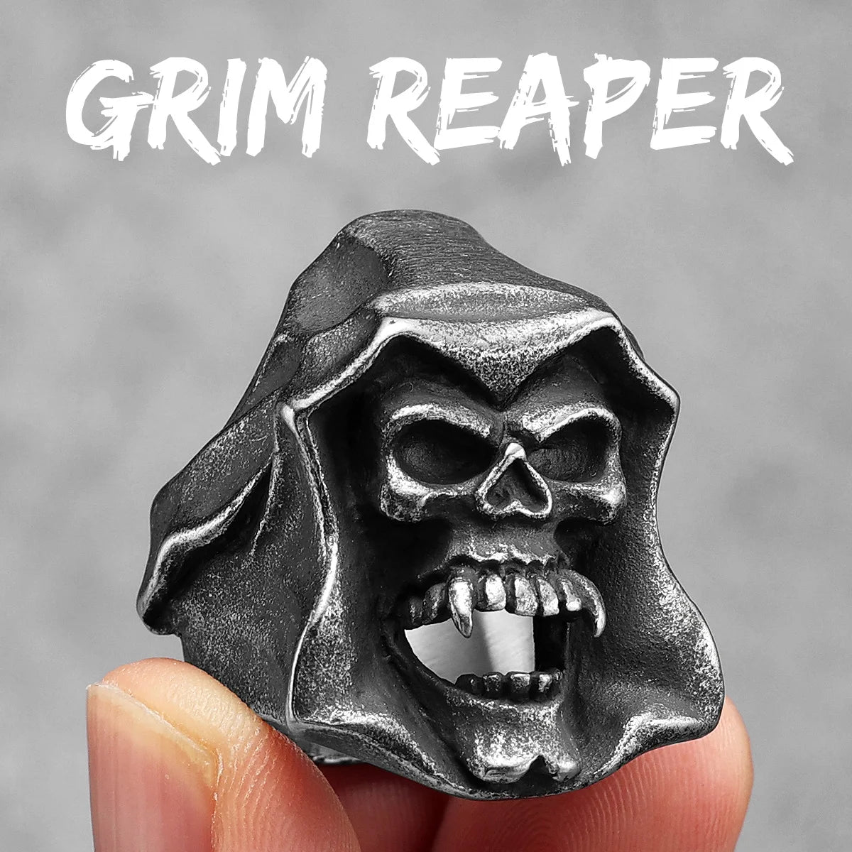 Grim Reaper Ring Stainless Steel Men Rings Punk Rock for Biker Male Retro Party Jewelry Halloween Accessories Gift Dropshipping