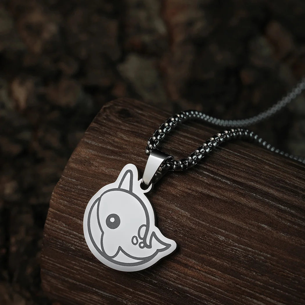 Kinitial New Trendy Kawaii Narwhal Rubber Pendant Necklace For Men Cute Animal Necklace Chain Accessory Party Jewelry