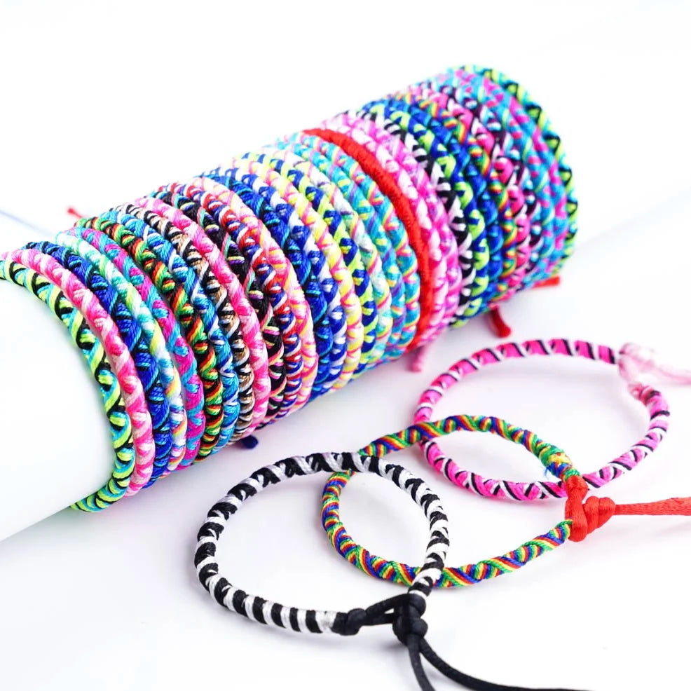 10/20Pcs/Set Bohemian Woven Handmade Rope Ethnic Adjustable Mixed Friendship Bracelet For Men Women Tassel Wristband