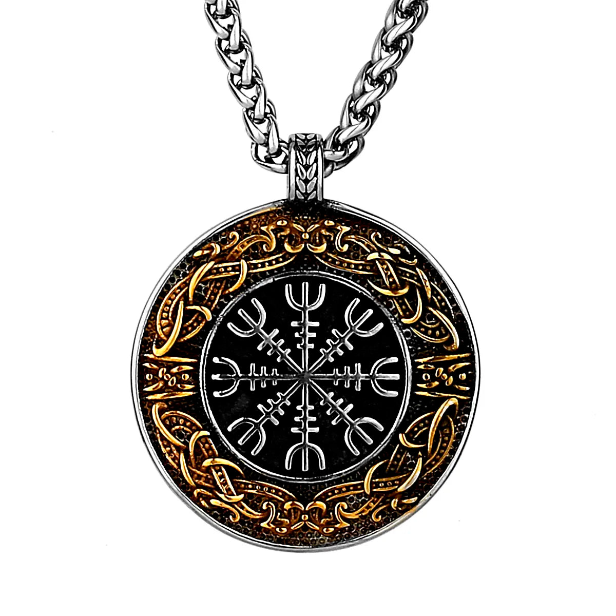 Colgante de runa vikinga Reverend Helm, protector de acero inoxidable y titanio, amuleto Aegishjalmur para hombre, collar escandinavo, regalo