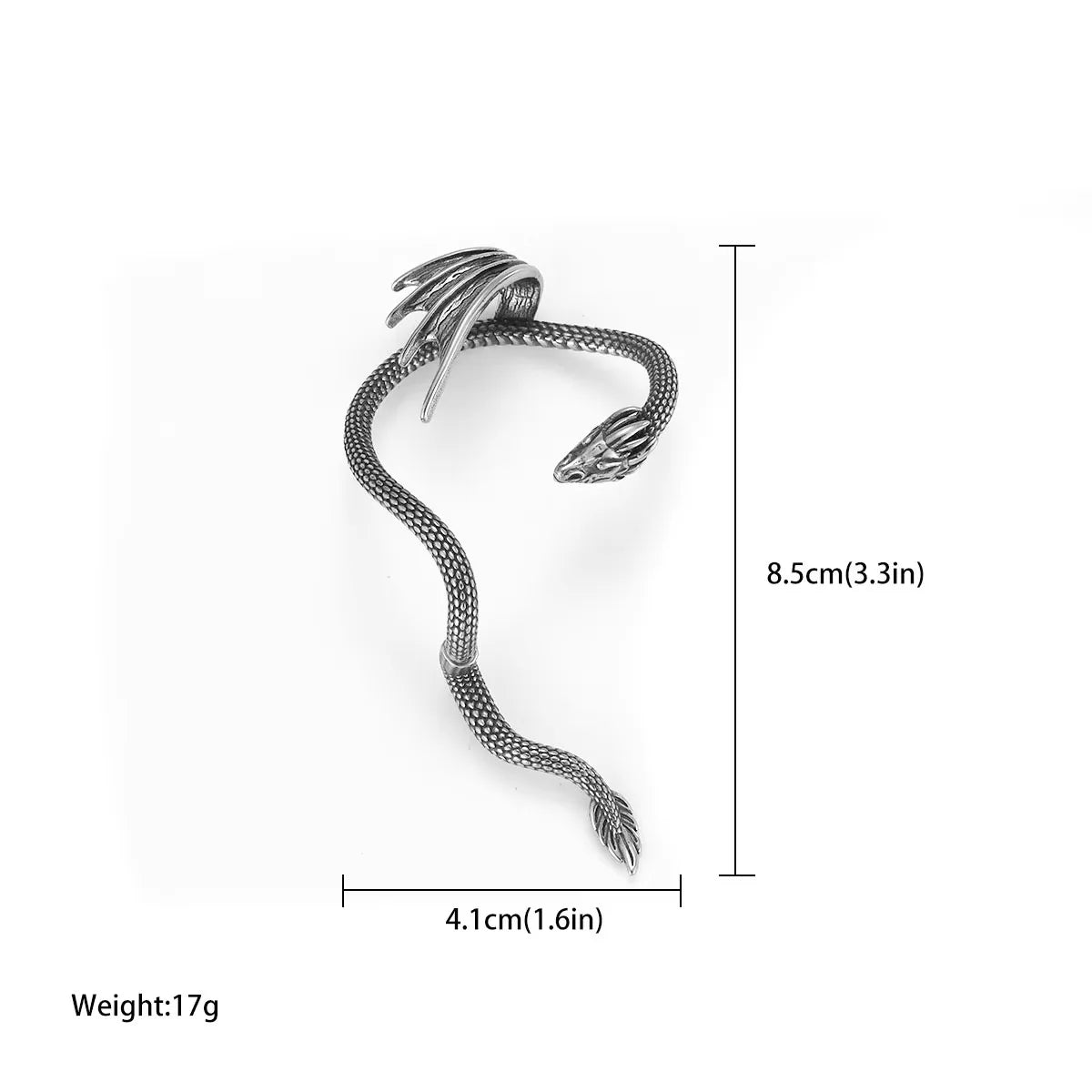 Creative Design Dragon Clip Earring Women Fashion Stainless Steel Animal Wing Non-piercing Ear Cuff Wedding Party Jewelry Gift