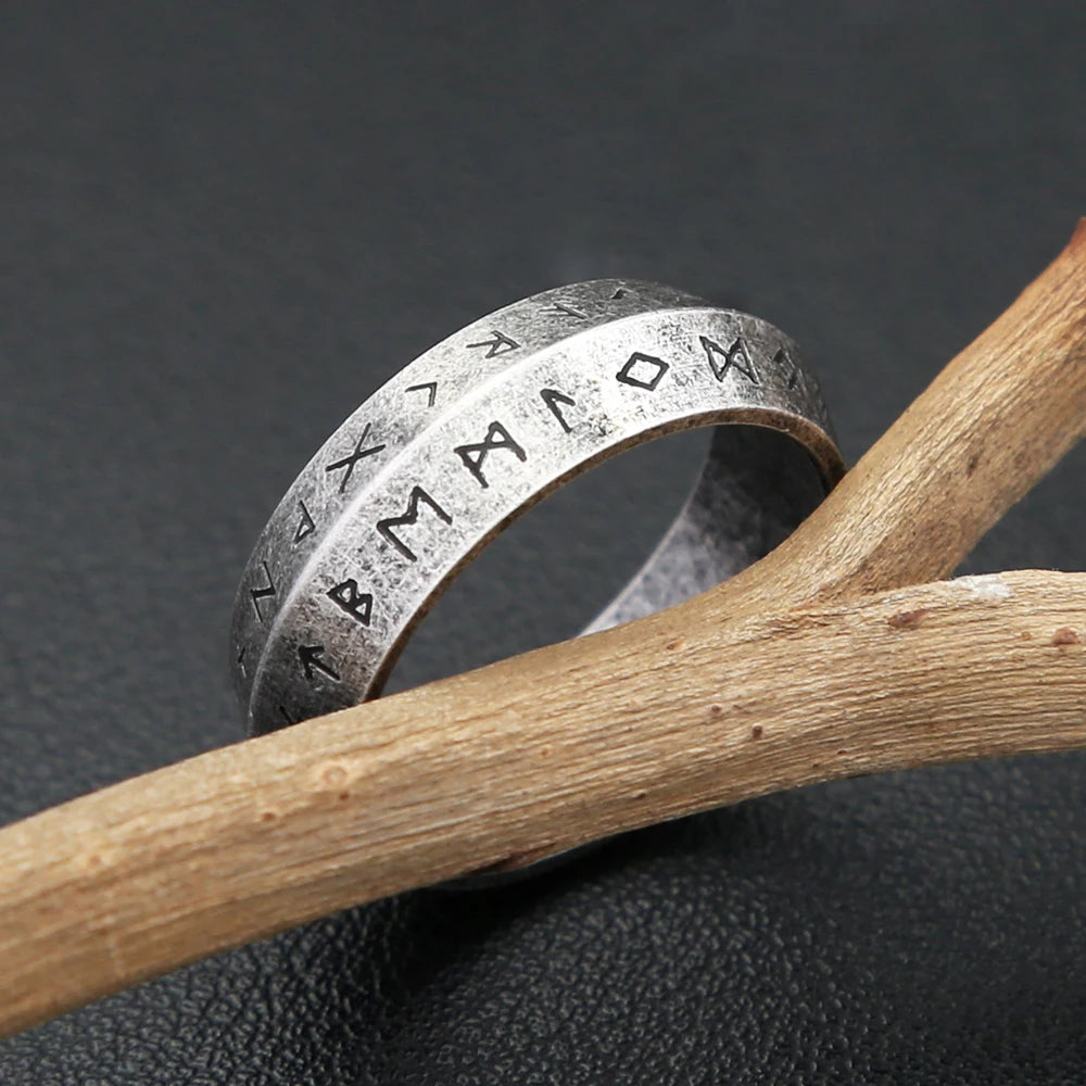 Nordic Vikings Futhark Runes Ring For Men Women Stainless Steel Silver Color Vegvisir Amulet Icelandic Jewelry Gifts Wholesale