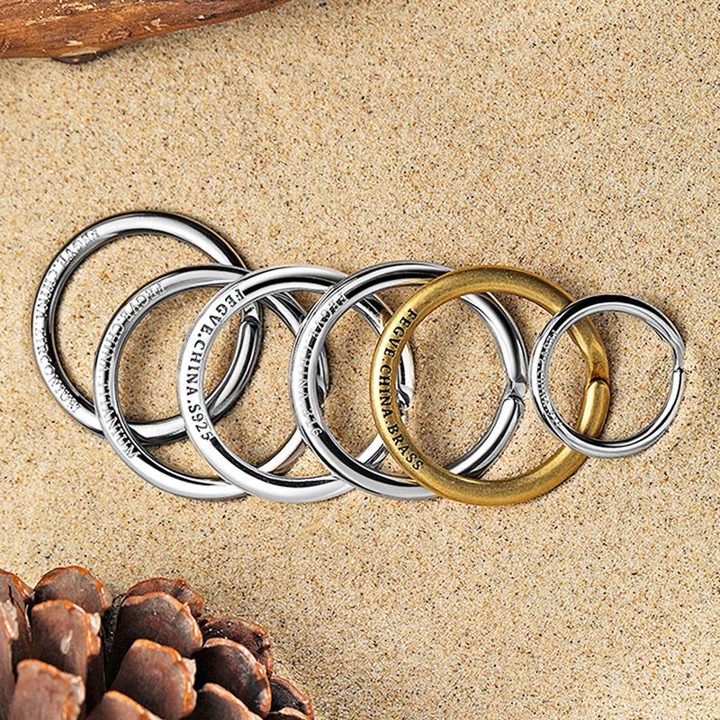 Luxury Titanium Keyring Brass Zirconium Stainless Steel High Grade Key Arc Rings Holder EDC Car Keychain Buckle for Accessories