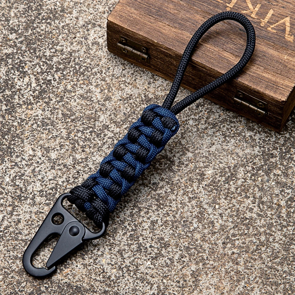 MKENDN Handmade Woven Knot Paracord Keychain Outdoor Rock Climbing Camping Rescue Emergency Survival Rope Metal Key Chains Gifts