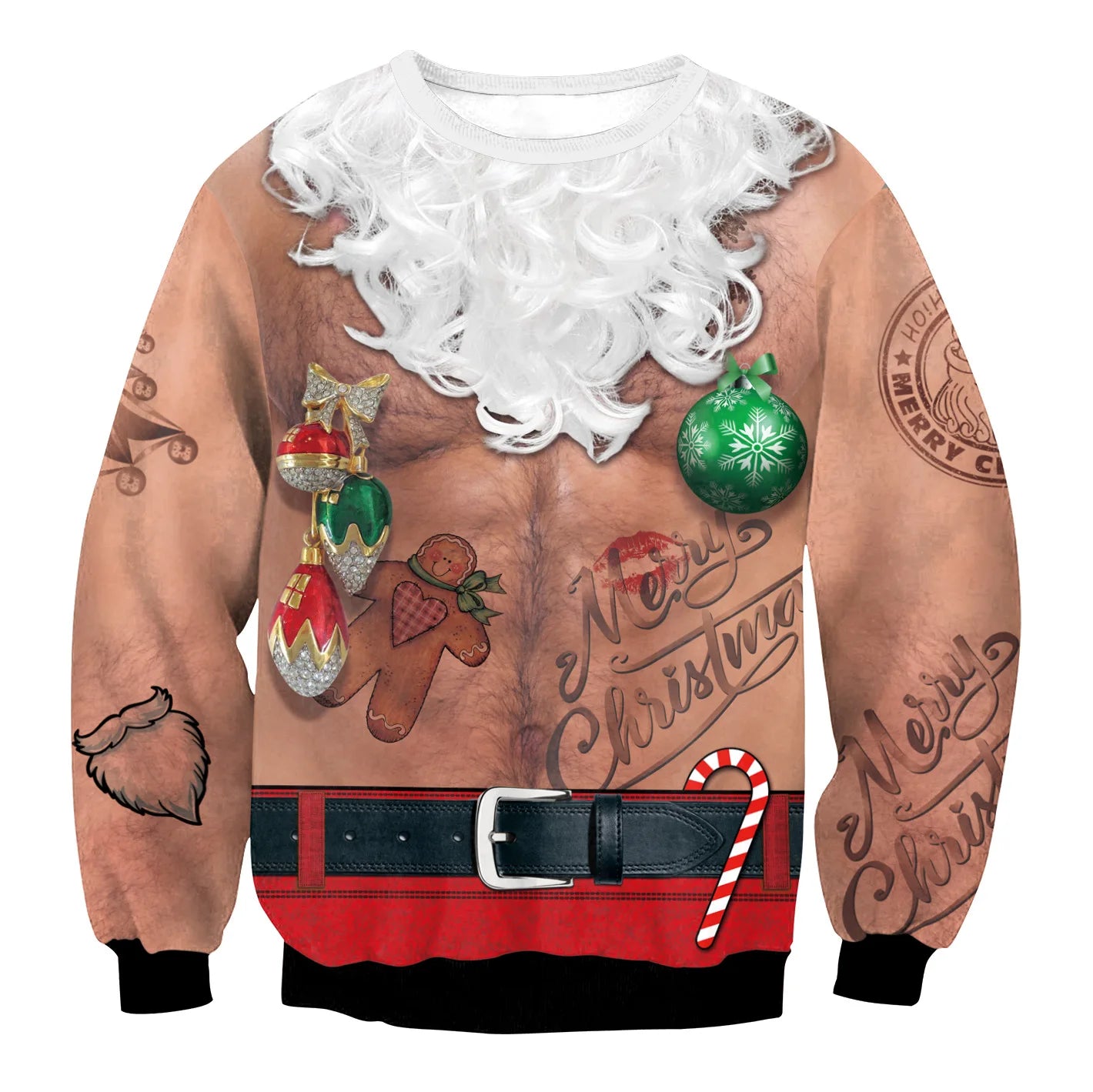 Men Women Tacky Xmas Sweater 3D Christmas Dog Snowflake Bell Reindeer Santa Printed Holiday Party Jumper Christmas Sweatshirt