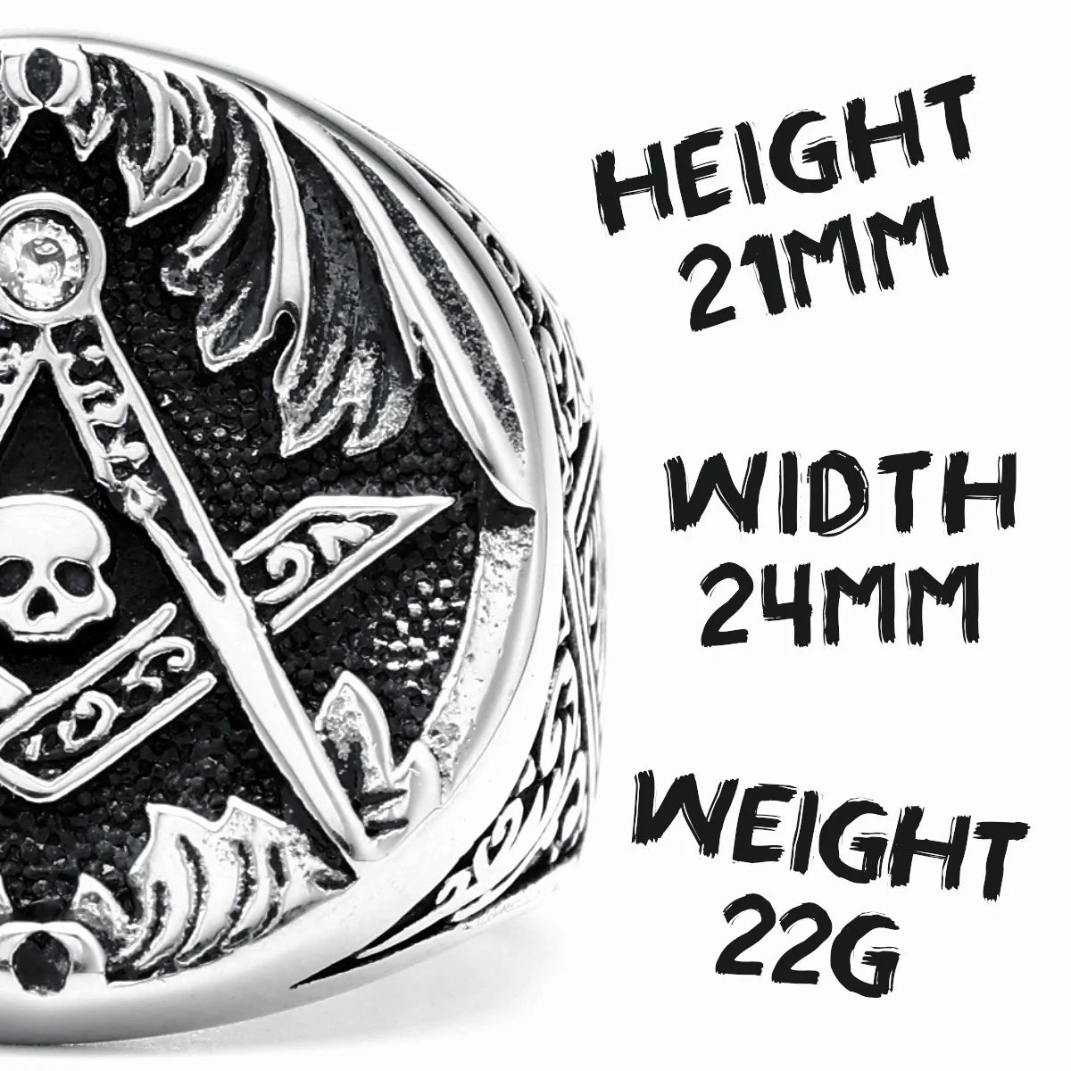 Masonic Skull Ring 316L Stainless Steel Men Eye of Truth Freemasonry Rock for Rider Male Boyfriend Jewelry Best Gift Wholesale