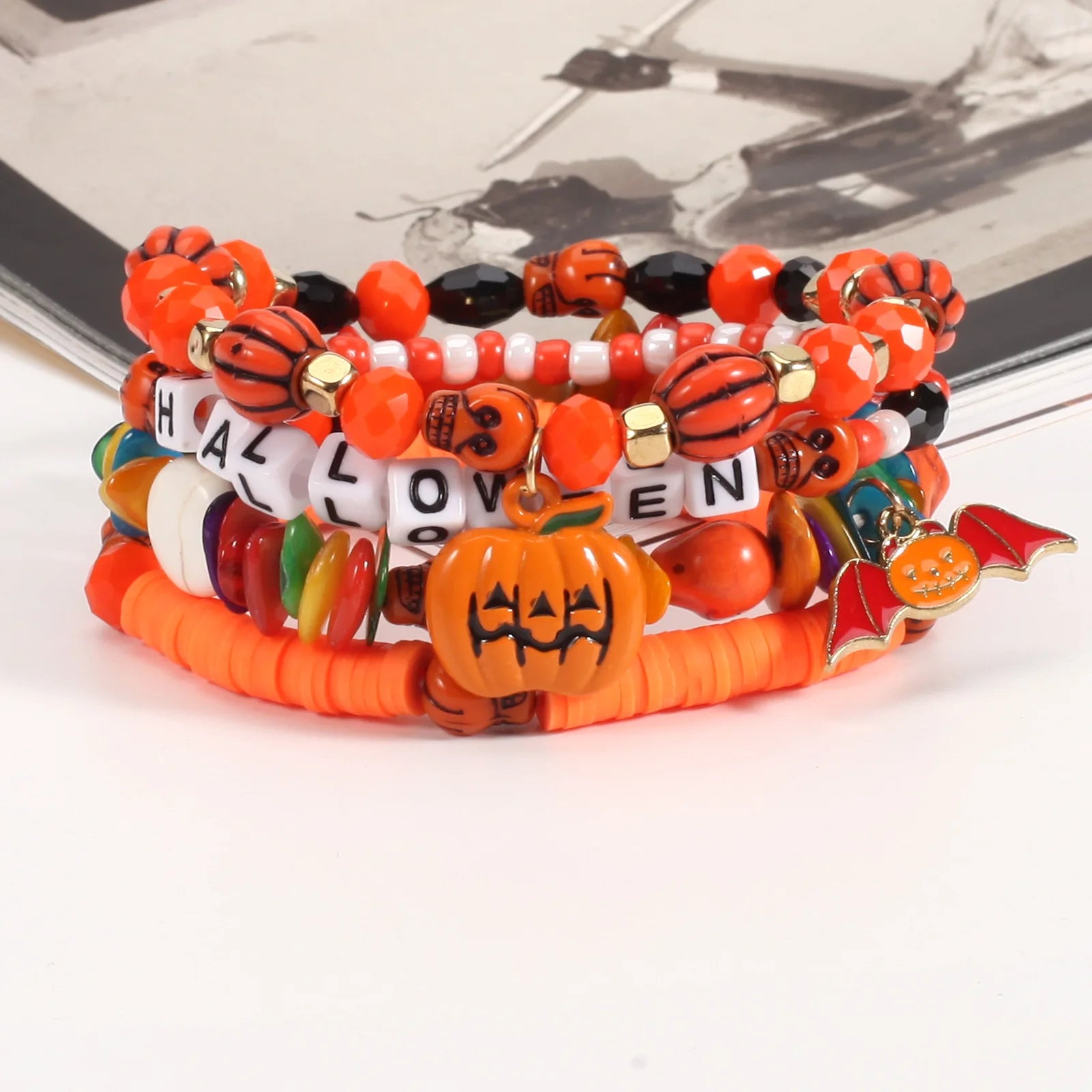 Halloween Pumpkin Bat Spider Bracelets