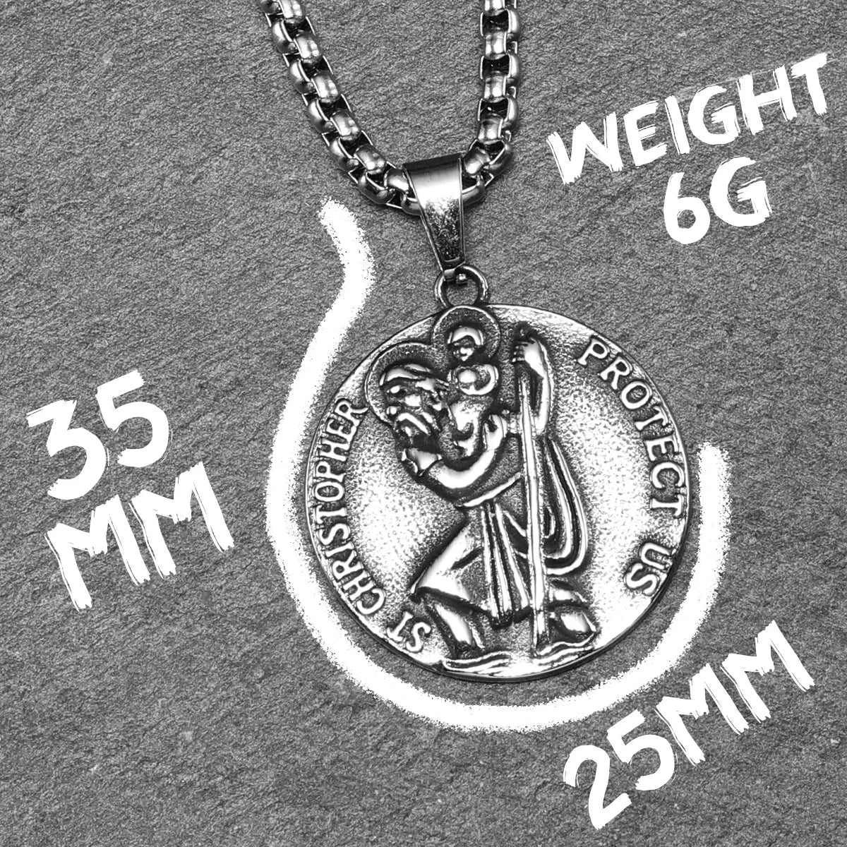 St Christopher Pendant 316L Stainless Steel Amulet Necklace Men Chain Rock Party Vintage for Biker Male Jewelry Gift Wholesale