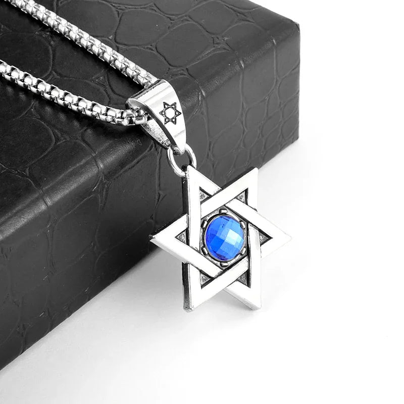 New Fashion Zircon Star of David Pendant Men Women Trend Charm Hexagonal Star Necklace Daily Casual Jewelry Gift