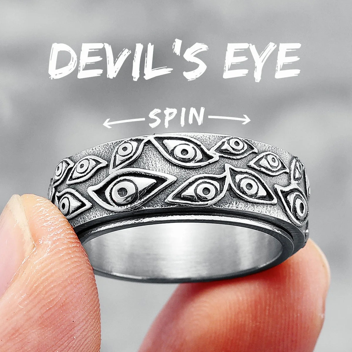 Devil Eyes Ring 316L Stainless Steel Men Women Rings Top Quality Rotatable Spin Hip Hop Rap for Jewelry Best Gift Dropshipping