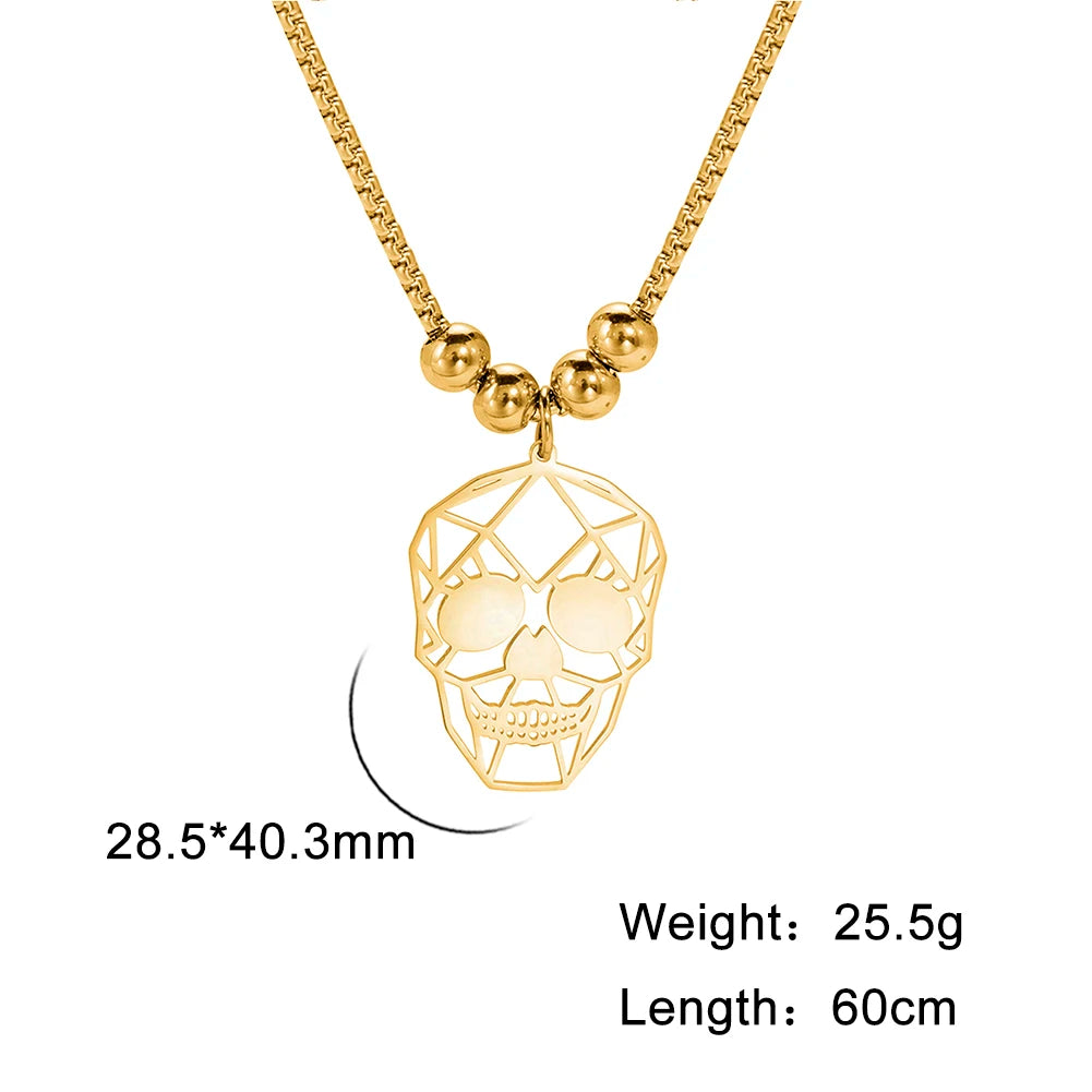 Dreamtimes Vintage Skeleton Pendant Necklaces For Men Women Choker Hollow Mexican Skull Jewelry Halloween Gifts collier femme