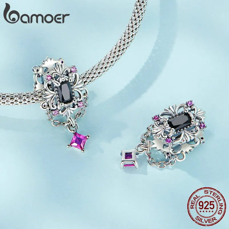 Bamoer 925 Sterling Silver Gothic Cross Charms fit for Women DIY Making Bracelet & Bangle Fine Jewelry Bat Bead Halloween Party