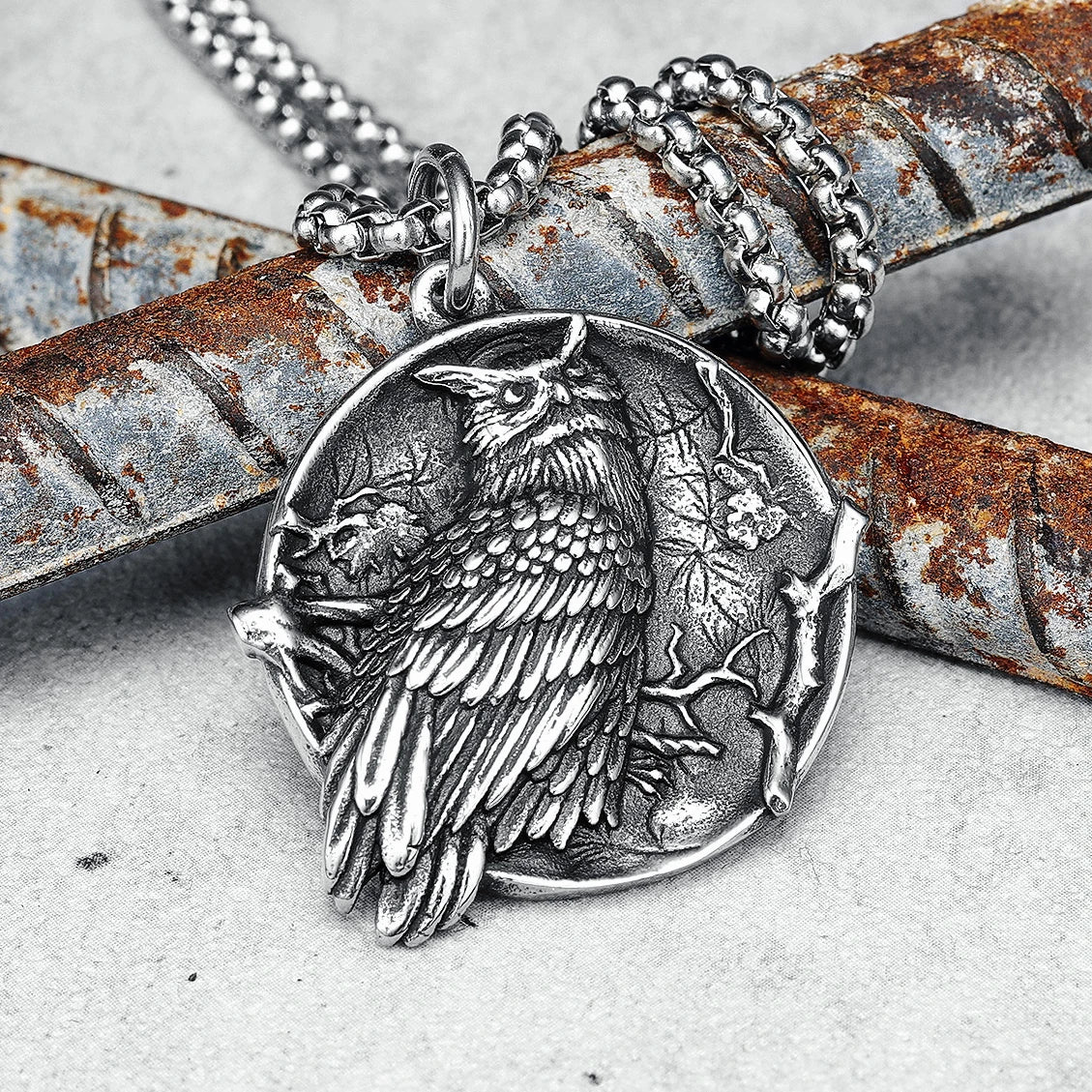 Night Owl Pendants Men Necklace 316L Stainless Steel Fortune Amulet Chain Rock Party for Friend Male Jewelry Best Gift Wholesale