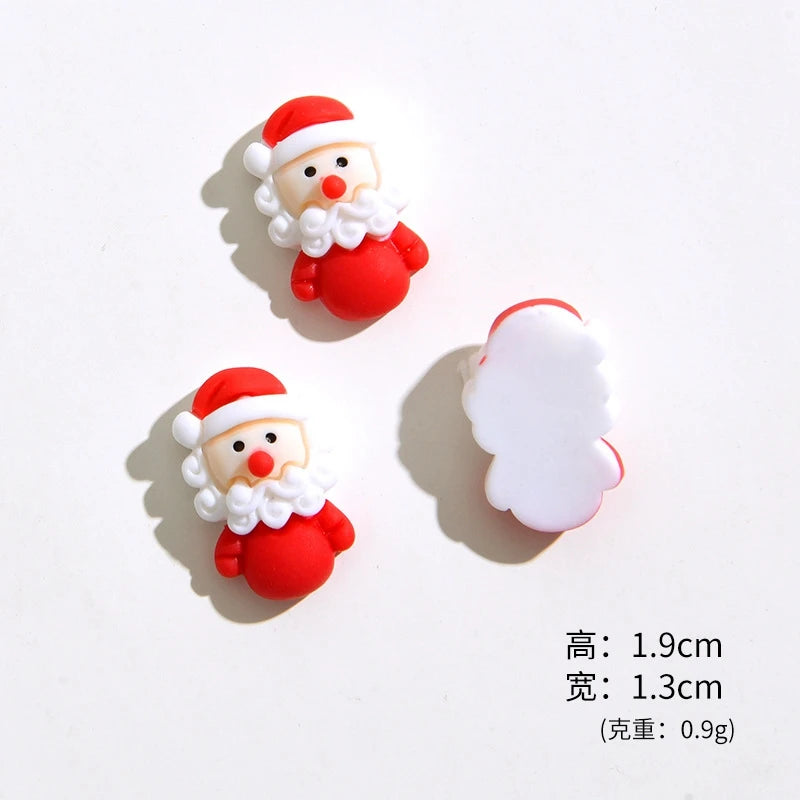 Lot de 20 mini figurines en résine de dessin animé de Noël, décoration de cabochon à dos plat, fabrication de bijoux, accessoires pour cheveux