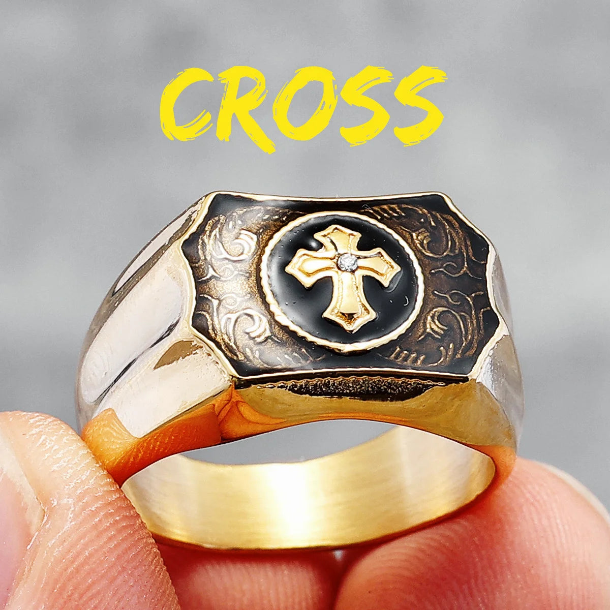 Luxury Cross Rings 316L Stainless Steel Men Ring Top Quality Religion Trendy High Polished for Male Jewelry Best Gift Wholesale