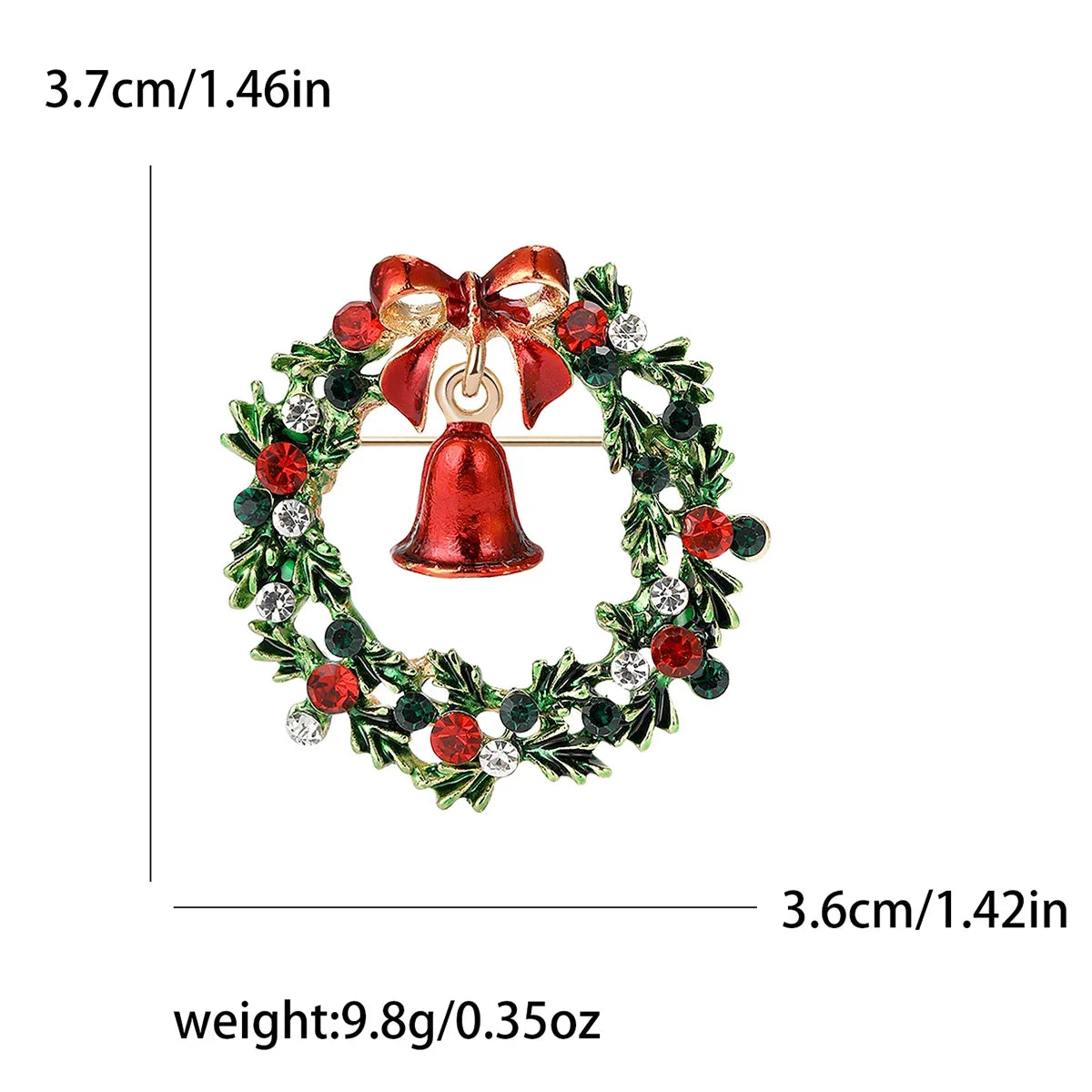 Broches de Noël en forme de couronne de strass pour femmes, unisexe, en émail, pour bureau, fête, ami, cadeaux, accessoires