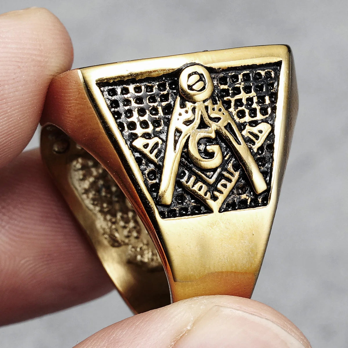 Masonic Rings 316L Stainless Steel Men Golden plated Rock for Rider Male Friend Jewelry Gift Accessories Dropshipping