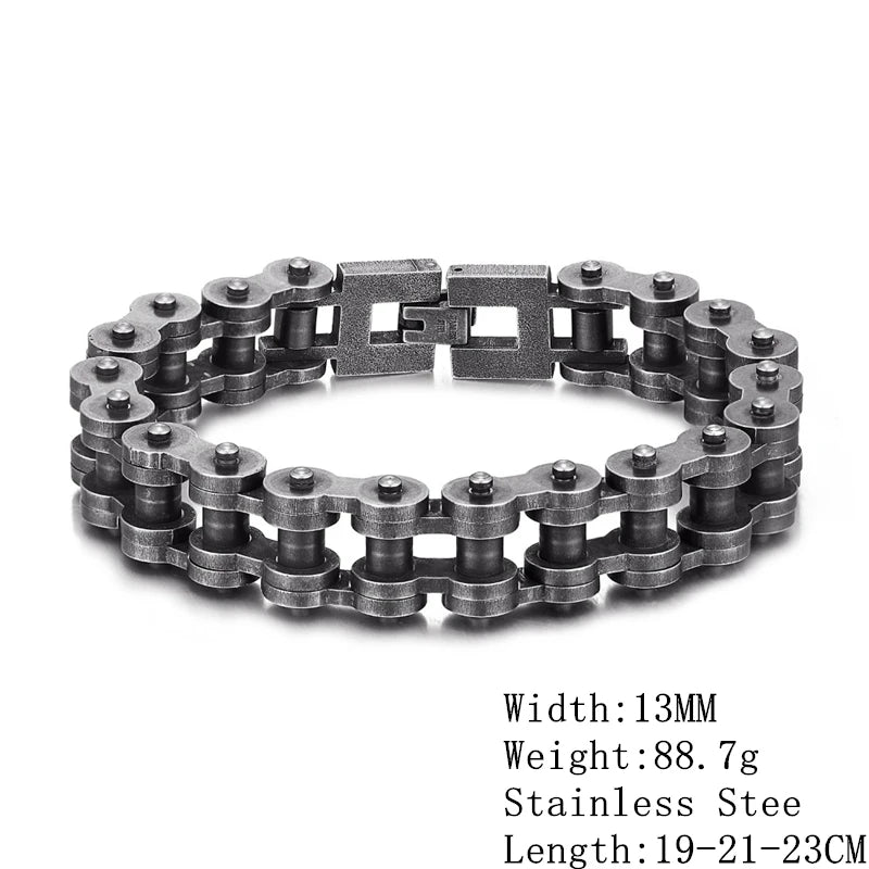 MKENDN Locomotive Men Punk Rock Bicycle Chain Bracelet Wristband Fashion Stainless Steel Motorcycle Bracelets Male Pulseira