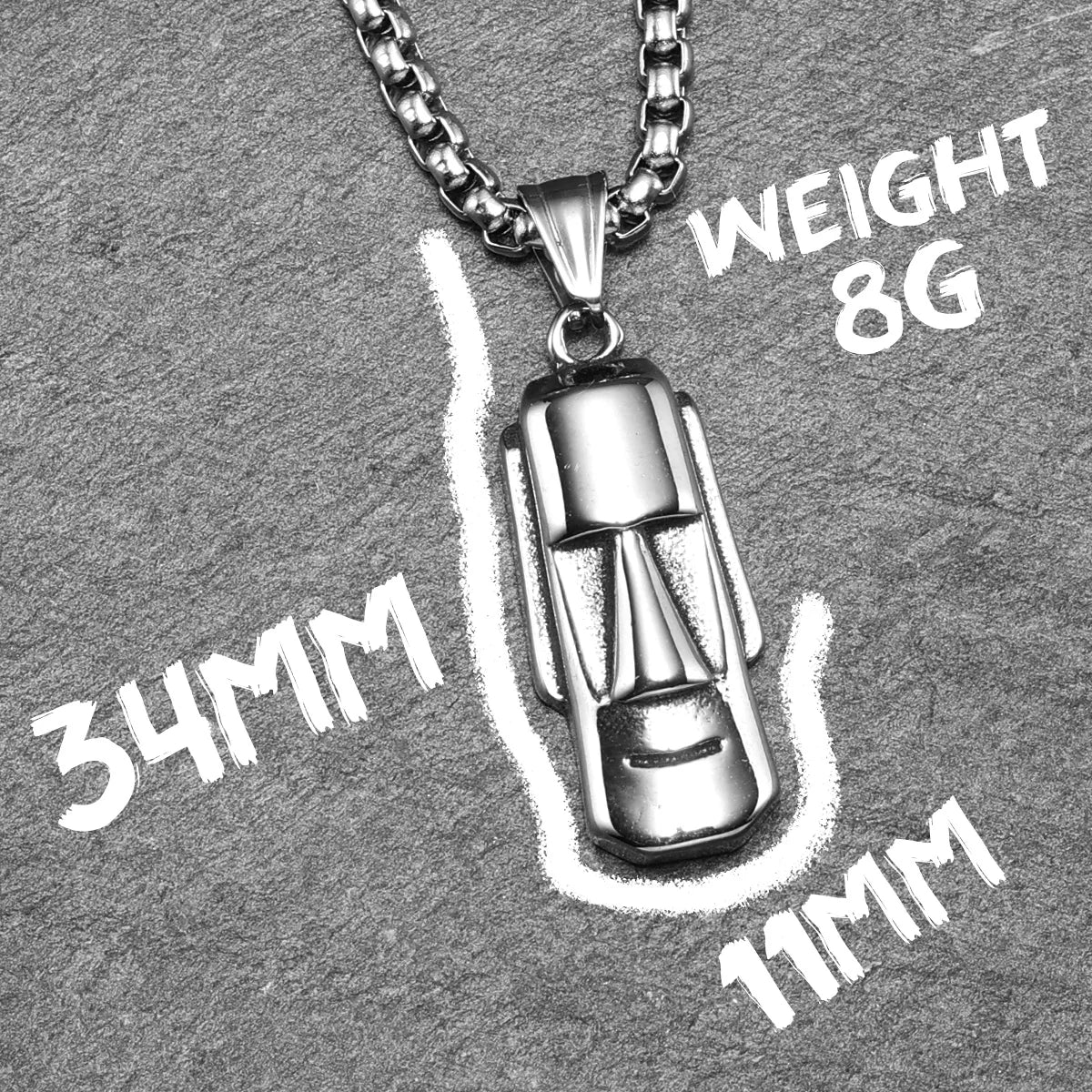 Moai Pendants Statue Necklaces 316L Stainless Steel Men Hip Hop Chain Punk Rock Trendy for Male Biker Jewelry Creative Xmas Gift