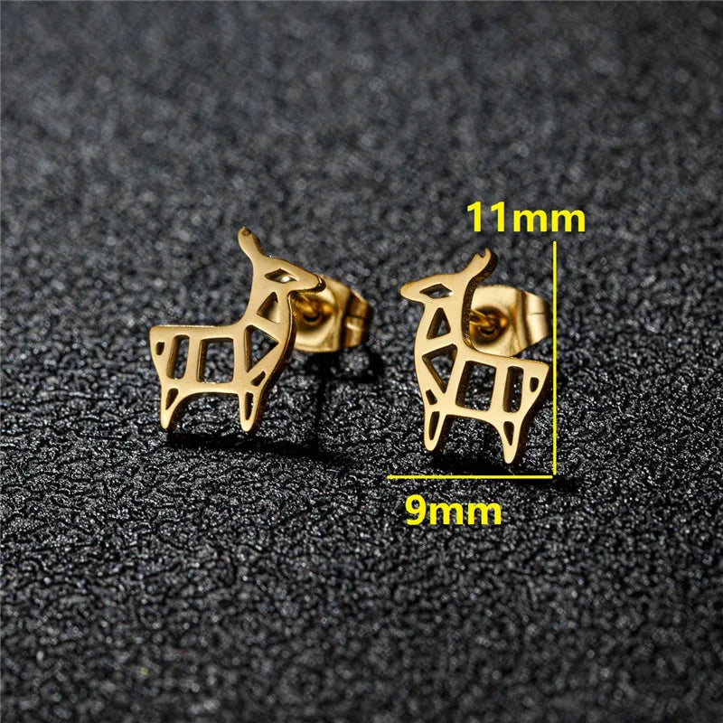 Cartoon Stainless Steel Stud Earrings Gingerbread Man Deer Spider Ghost Earings for Women Christmas Piercing Jewelry 2024